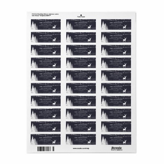 Rustic Winter Woodland Deer Adres Etiket (Full Sheet)