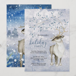 Rustic Winter Woodland Deer Holiday Party Kaart