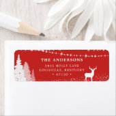 Rustic Winter Woodland Deer Red Adres Etiket (Insitu)