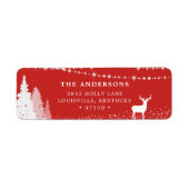 Rustic Winter Woodland Deer Red Adres Etiket (Voorkant)
