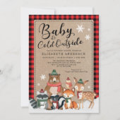 Rustic Winter Woodland Forest Animals Baby shower Kaart (Voorkant)