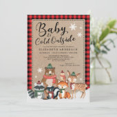 Rustic Winter Woodland Forest Animals Baby shower Kaart (Staand voorkant)