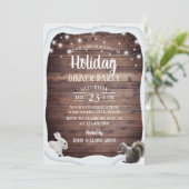 Rustic Winter Woodland Holiday Dinner Party Kaart (Staand voorkant)