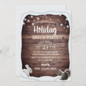 Rustic Winter Woodland Holiday Dinner Party Kaart (Voorkant / Achterkant)