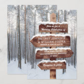 Rustic Winter Woodland Kerstbruiloft Kaart (Voorkant / Achterkant)