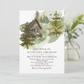 Rustic Winter Woodland Log Cabin Wedding Kaart (Staand voorkant)