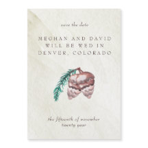 Rustic Winter Woodland Pine Cone Save the Date