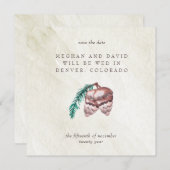Rustic Winter Woodland Pine Cone Save the Date Aankondiging (Voorkant / Achterkant)