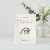 Rustic Winter Woodland Pine Cone Save the Date Aankondigingskaart (Staand voorkant)