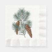 Rustic Winter Woodland Pine Cones and Branch Servet (Voorkant)