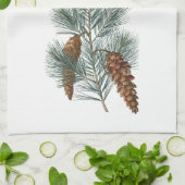 Rustic Winter Woodland Pine Cones and Branch Theedoek (Gevouwen)