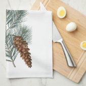 Rustic Winter Woodland Pine Cones and Branch Theedoek (Quarter Fold)