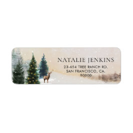Rustic Winter Woodland Return Address Etiket