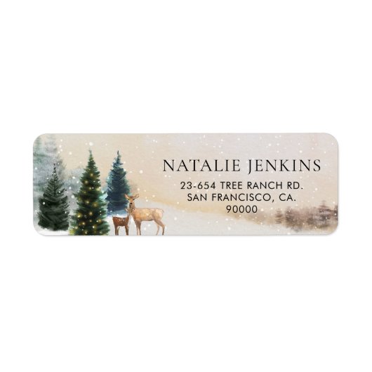 Rustic Winter Woodland Return Address Label (Voorkant)