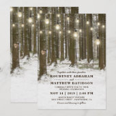 Rustic Winter Woodland Tree String Lights Wedding Kaart (Voorkant / Achterkant)
