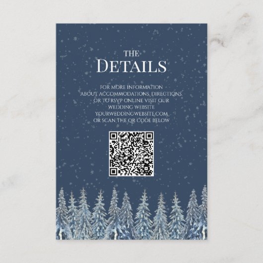Rustic Winter Woods Wedding QR code Details Insert Informatiekaartje (Voorkant)