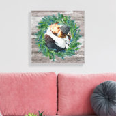 Rustic Winter Wreath Kerstfeestdag Foto Canvas Afdruk (Insitu (Woonkamer))