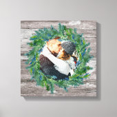 Rustic Winter Wreath Kerstfeestdag Foto Canvas Afdruk (Voorkant)