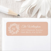 Rustic Winter Wreath Monogram Blush Adres Etiket (Insitu)