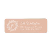 Rustic Winter Wreath Monogram Blush Adres Etiket (Voorkant)