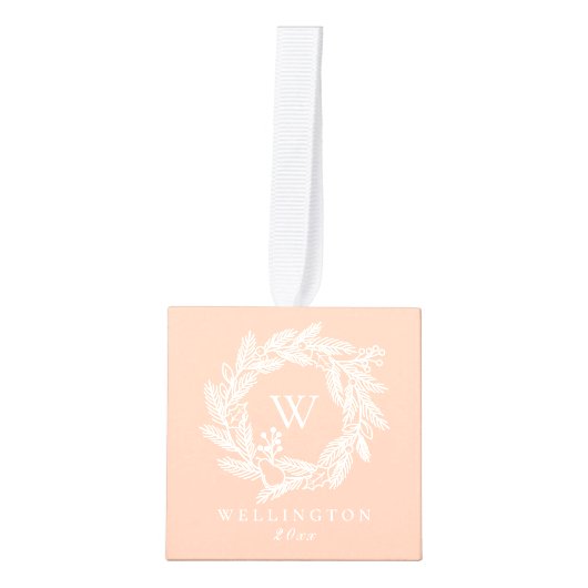 Rustic Winter Wreath Monogram Blush Foto Decoratie (Voorkant)