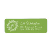Rustic Winter Wreath Monogram Green Adres Etiket (Voorkant)