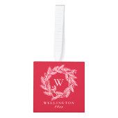 Rustic Winter Wreath Monogram Red Foto Decoratie (Voorkant)