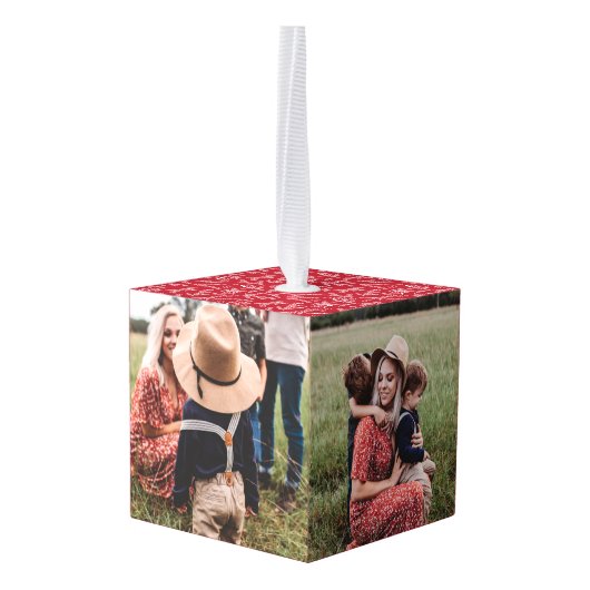 Rustic Winter Wreath Monogram Red Foto Decoratie (Achter hoekig)