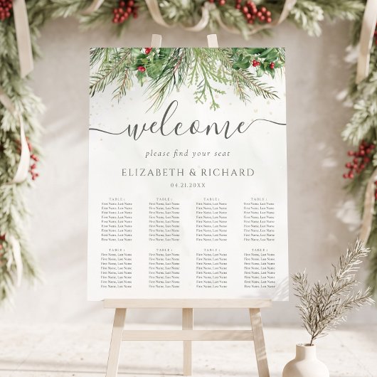 Rustic Wintergroen Bessen Denneappel Trouwdag Poster