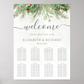 Rustic Wintergroen Bessen Denneappel Trouwdag Poster (Voorkant)