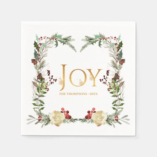 Rustic Winterland Kerstfeest Vreugde Servet (Voorkant)