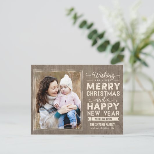 Rustic Wishes Holiday Briefkaart (Staand voorkant)
