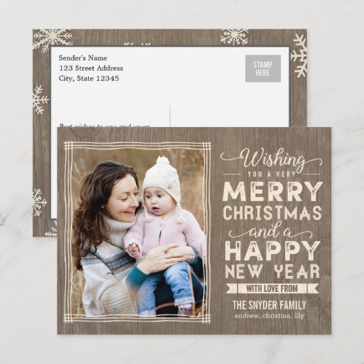 Rustic Wishes Holiday Briefkaart (Voorkant / Achterkant)