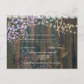 Rustic Wisteria Wood Lace Lights Wedding RSVP Briefkaart (Voorkant)
