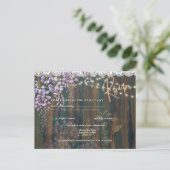 Rustic Wisteria Wood Lace Lights Wedding RSVP Briefkaart (Staand voorkant)