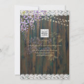 Rustic Wisteria Wood Lace Wedding Save Date Kaart (Achterkant)