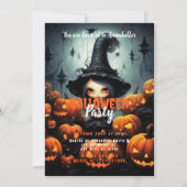 Rustic Witch Bats Pumpkins Halloween Party Kaart (Voorkant)