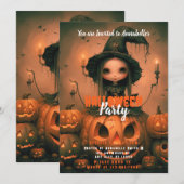 Rustic Witch Bats Pumpkins Halloween Party Kaart (Voorkant / Achterkant)