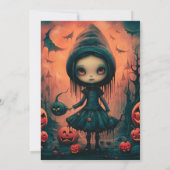 Rustic Witch Bats Pumpkins Halloween Party Kaart (Achterkant)