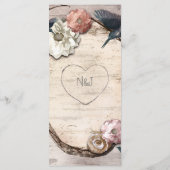 Rustic Witte Berk Bloem en Kolibrie Menu (Achterkant)