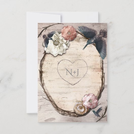 Rustic Witte Berk & Kolibrie Tafel Nummerkaart Kaart (Achterkant)