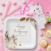 Rustic Witte Pompoen Thanksgiving Papieren Bordje (Feest)