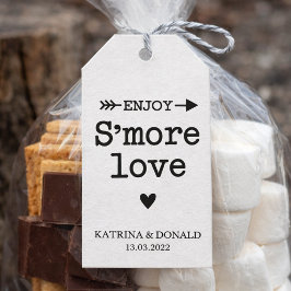 Rustic Witte S'more Liefde Trouwtag Label Cadeaulabel