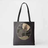 Rustic Wolf Howling Moon Night Sky Logo Tote Bag (Voorkant)