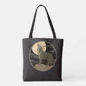 Rustic Wolf Howling Moon Night Sky Logo Tote Bag (Achterkant)