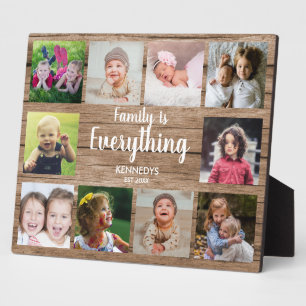 Rustic Wood 10 Foto Collage Family Plaque Fotoplaat