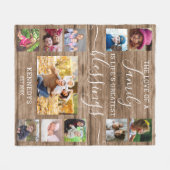 Rustic Wood 11 Foto Collage Family Love Quote Fleece Deken (Voorkant (Horizontaal))