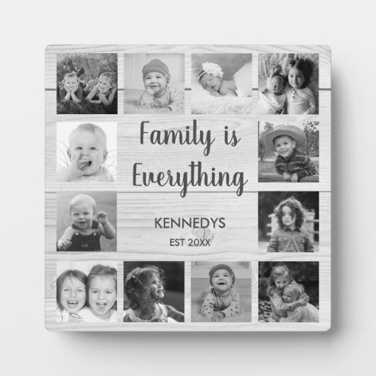 Rustic Wood 12 Foto Collage Black and White Fotoplaat (Voorkant)