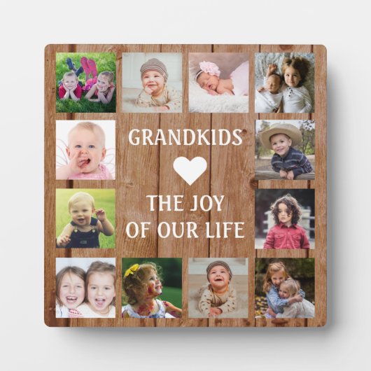 Rustic Wood 12 Foto Collage Grandchildren Quote Fotoplaat (Voorkant)