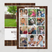 Rustic Wood 13 jaar fotocollage in Review Feestdagenkaart (Voorkant / Achterkant)